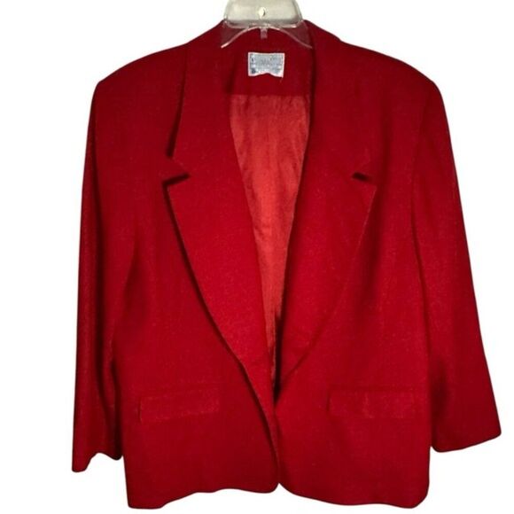 Vintage Pendleton Womens 100% Virgin Wool Classic Notch Lapel Red Blazer Size 22 - Picture 3 of 9